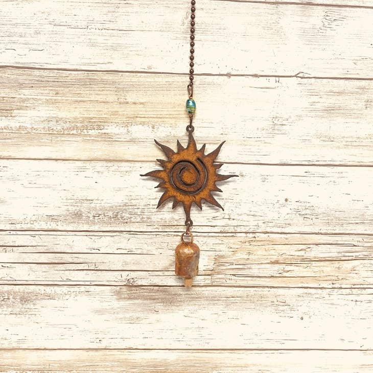 Sun Single Rusty Metal Bell Chime
