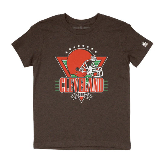 Cleveland Football Helmet Throwback - Youth Crew T-Shirt