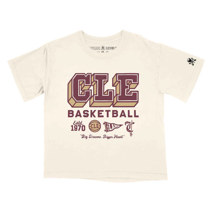 CLE Basketball Varsity Icons - Women's Boxy Crop Crew T-Shirt